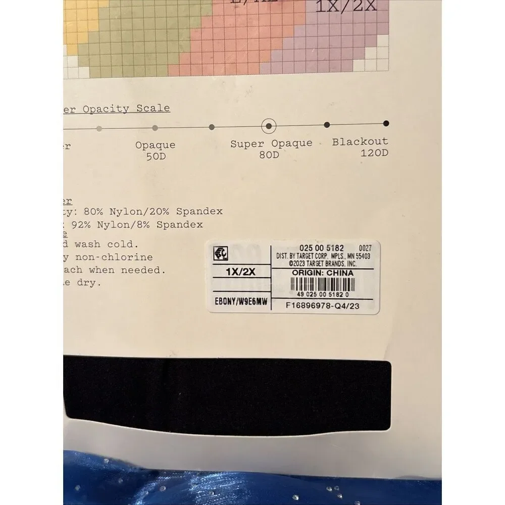 1 Pack A New Day Control Top Opaque Tights BLACK 80‎ Denier 1X/2X